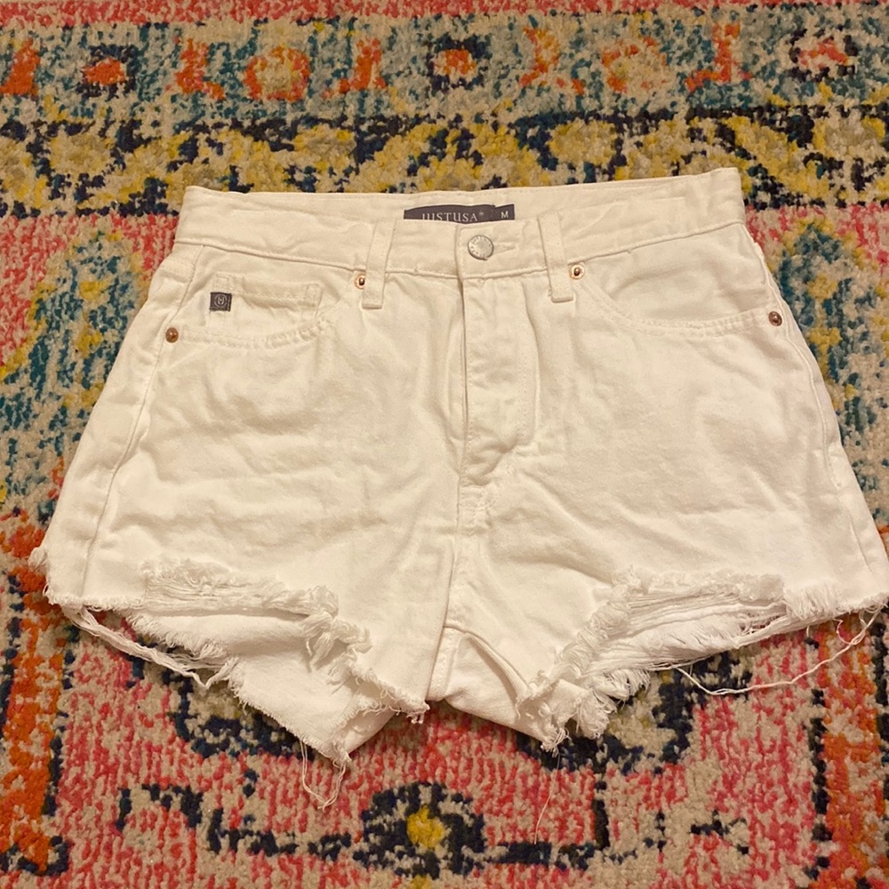White jean shorts